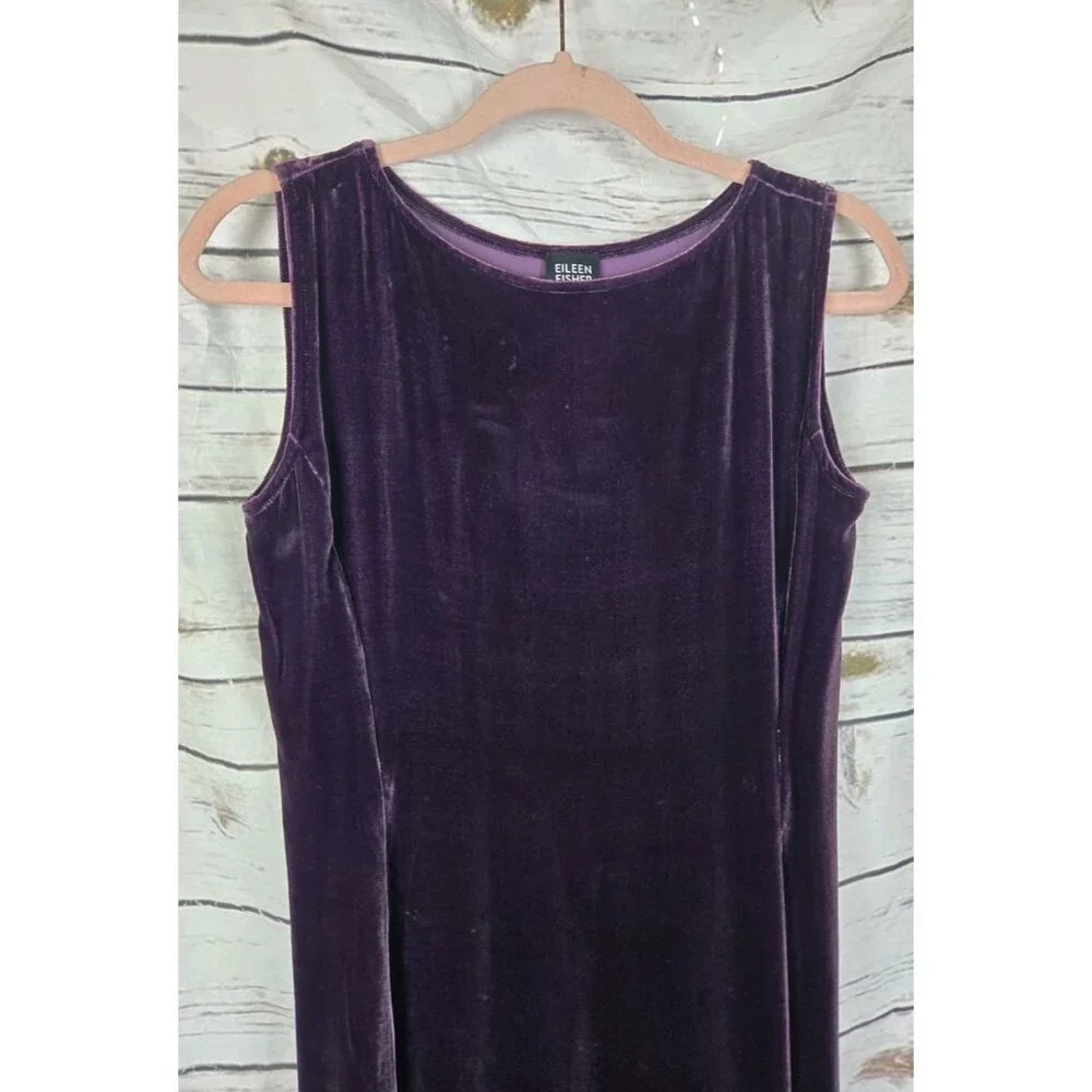 Eileen Fisher Purple Velvet Dress XS Silk Blend Whimsigoth Witchy